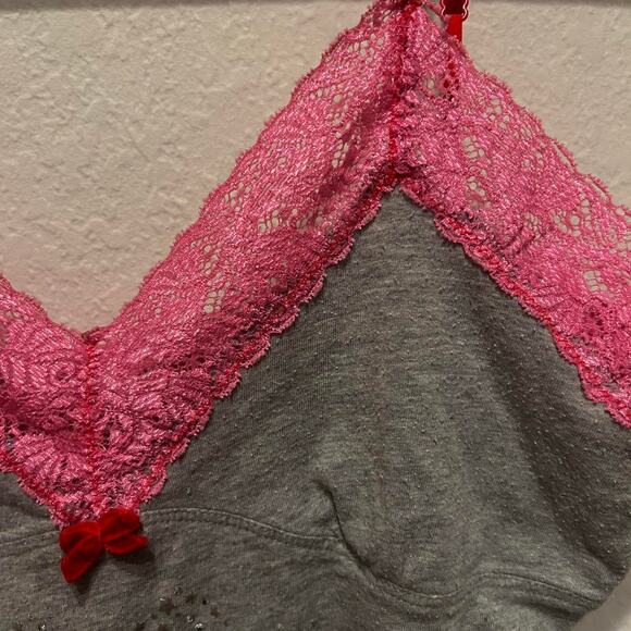 Victoria Secret Pink y2K Grey and pink lace cami - Picture 4 of 8
